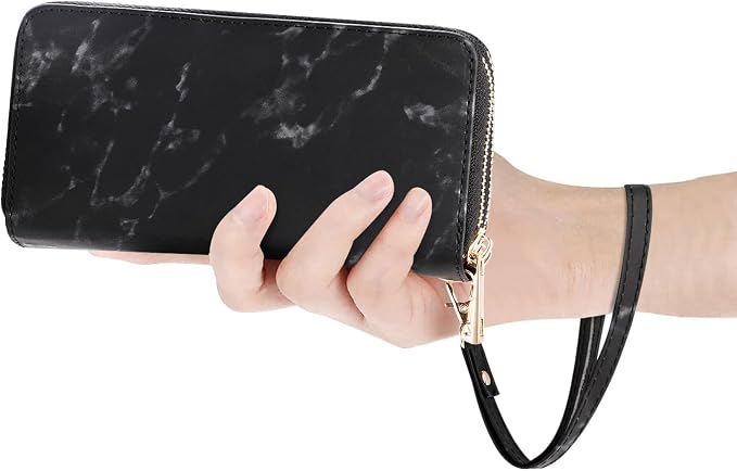 Cellphone Wallet for Women Dual Zipper Long Purse with Removable Wristlet