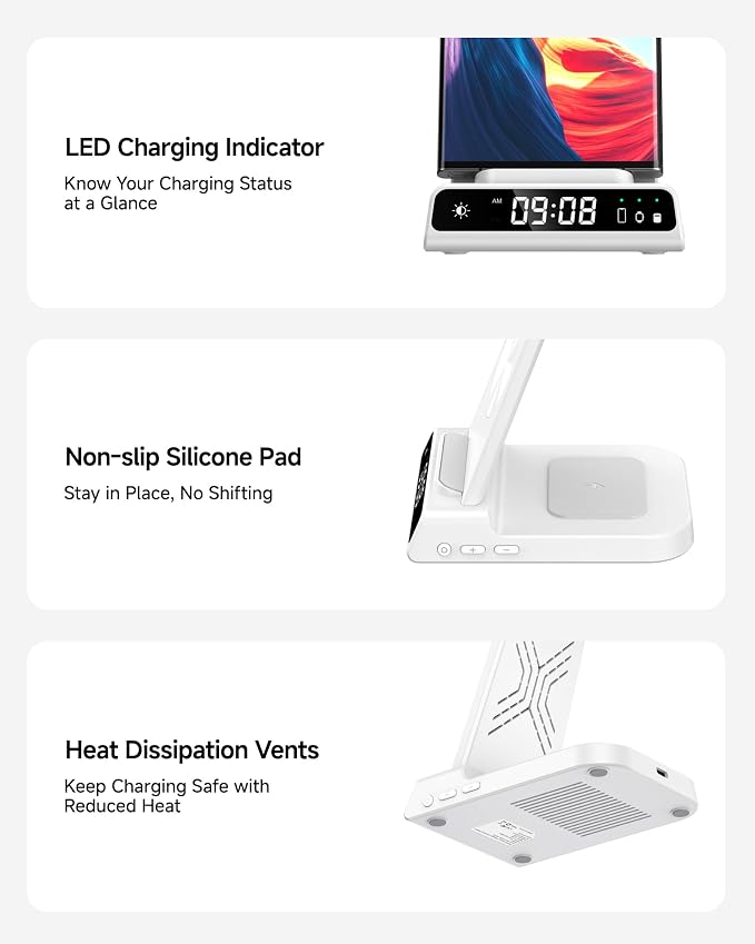 Wireless Charger for Samsung, 3 in 1 Wireless Charging Station for Samsung Galaxy S25 Ultra/S24 Ultra/S23/S22/Note 20/Z Flip 7/Fold 6, Charger for Samsung Galaxy Watch Ultra/8/7/6, Galaxy Buds 3/3 Pro