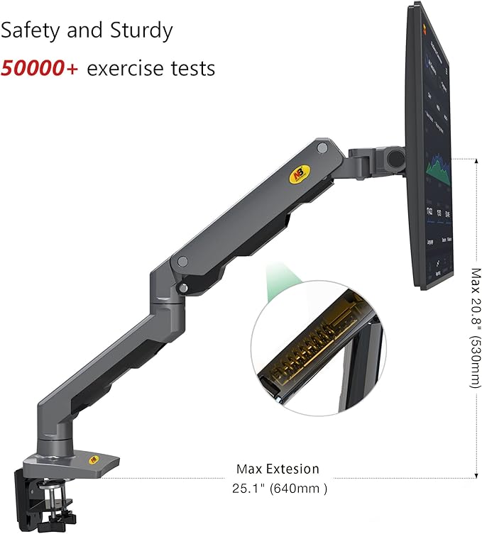 NB North Bayou Heavy Duty Monitor Arm Desk Mount, Full Motion Stand for 27"-45" Big Screens, 11lbs-33lbs Weight Capacity, Gaming Monitor Stand G60