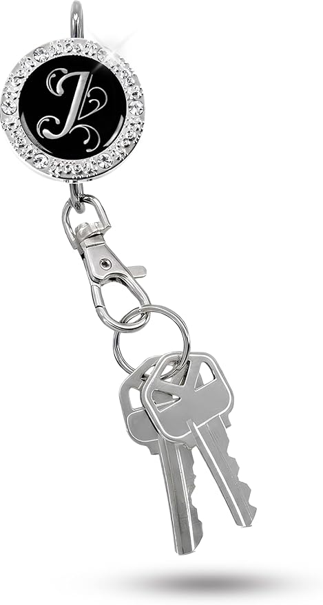 Women’s Bag Charm Key Finder, Car Keychain Hook, Cute Purse Organizer & Tote Bag Accessories, Gifts for Mom - Monogram Letter