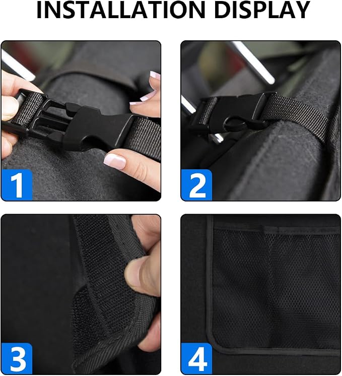 Mandark Car Trunk Organizer, Super Capacity Vehicle Hanging Backseat Cargo Storage Bag with Robust Elastic Net, Detachable Auto Seat Back Organizing Bag, Universal for SUV, Truck, RV（Black/Red）