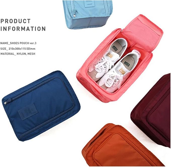 Travel Shoe Bags Foldable Waterproof Nylon with Zipper for Men & Women,Grey