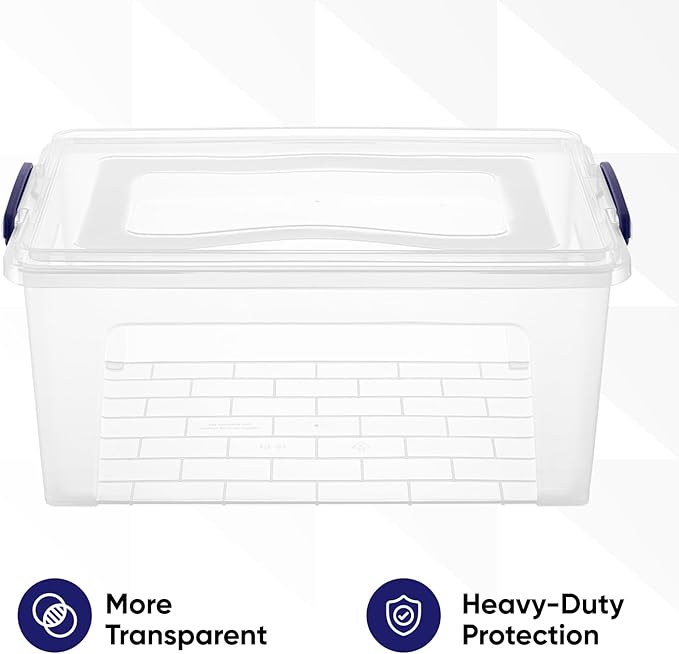 Superio Clear Storage Boxes with Lids, 28.5 Quart BPA Free Plastic Containers, Bins for Organizing, Stackable Crates, Organizer Totes for Home, Office, School, and Dorm, 5 Pack