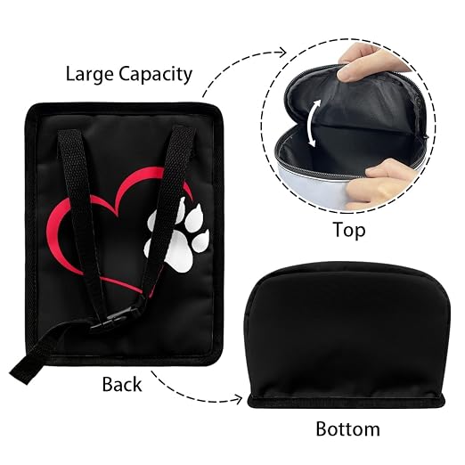 Cute Love Paw Car Trash Can with Lid Car Garbage Can Car Waste Basket, Leak-Proof Car Trash Bin, Car Trash Hanging Car Accessories Interior Car Organizer Bag