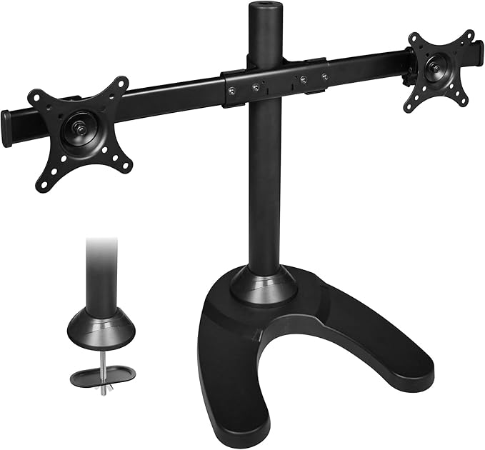 SIIG Accessory CE-MT1712-S2 Side-by-Side Dual Monitor Desk Stand 13inch to 27inch Retail,Black