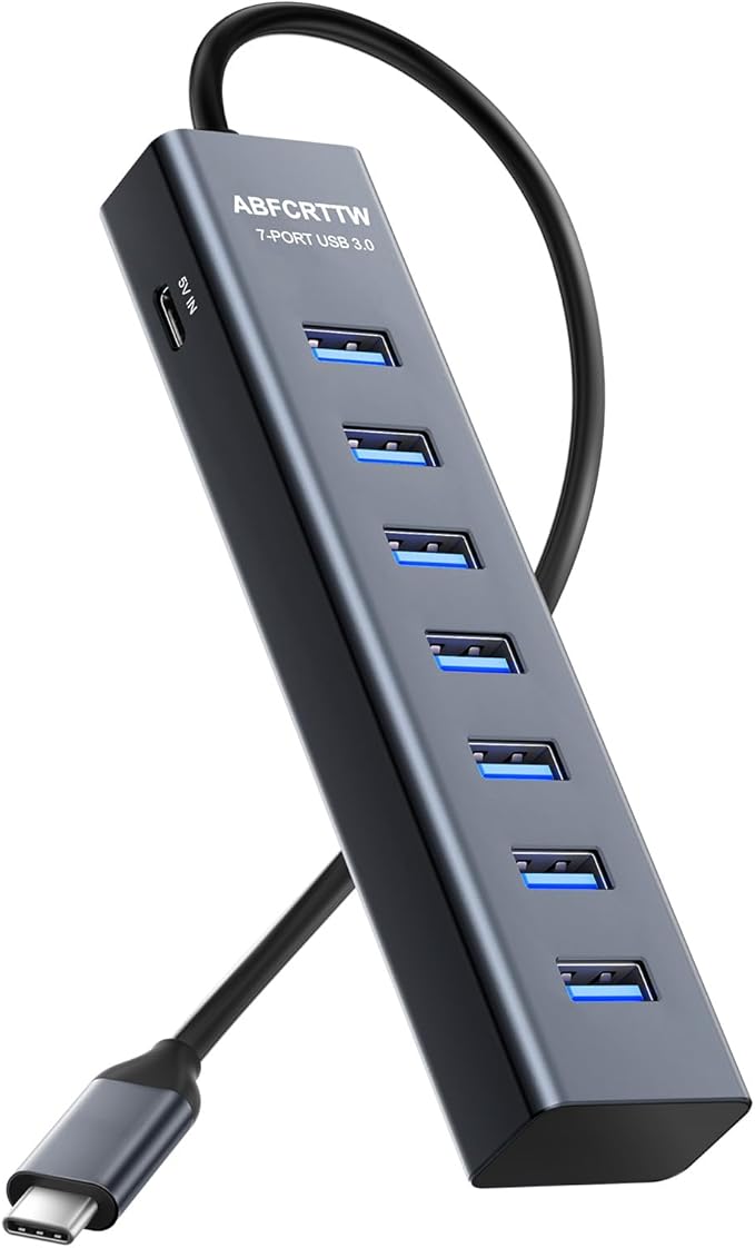 USB C to USB Hub Multiport Adapter, Aluminium 7-in-1 USB C Hub Multiport Adapter, USB Extenders, USB to USB c Adapter for MacBook Pro/Air, Laptop, iPad, iMac, U Flash, PSSD, HDD, Keyboard, Mouse