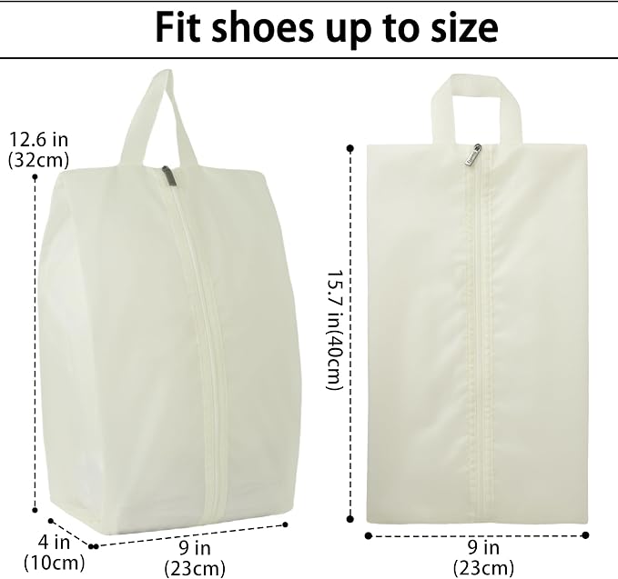 6pcs Portable Shoe Organizer, Travel Pouches with Zipper, Golf Shoe Bags, Clothes Bags, Soccer Cleats Bag Shoe Pouch for Gym, Waterproof, Odor-Resistant (White)