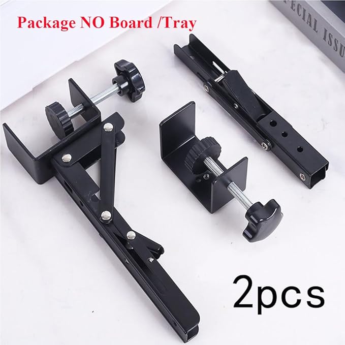 Under Desk Keyboard Tray Support Bracket Adjustable Desktop Extension Board Stand Clamp-on Keyboard Holder Arm Rest Tray Extension Plate Support Rack for Desk, NO Board/Tray, 1 Set (Style02)
