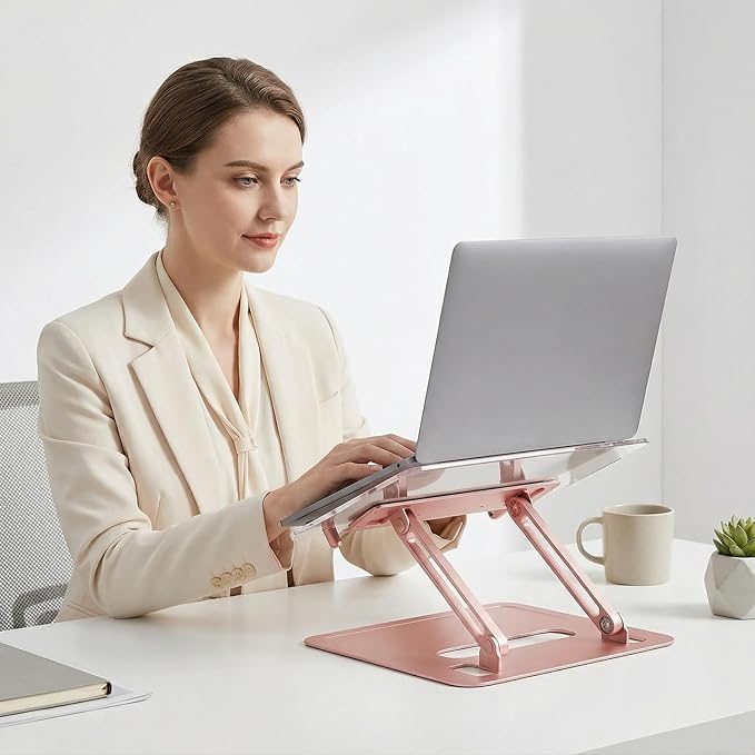 Acrylic Adjustable Book Stand, Reading Stand with Lift Design, High-Density Alloy Desktop Document Holder for Document Recipe, Cookbook, Music Book (Rose)