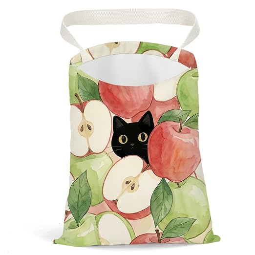Black Cat Car Trash Bag, Apple Car Trash Bag Hanging, Apple Accessories, Summer Decor Waterproof Cars Back Seat Hanging Organizer Garbage Can for Vehicle Travelling Camping