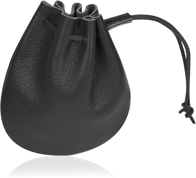 Nabob Leather Leather Drawstring Pouch, Coin Bag, Medicine Tobacco Pouch Medieval Reenactment Made in U.S.A Size 5" x 4.5"