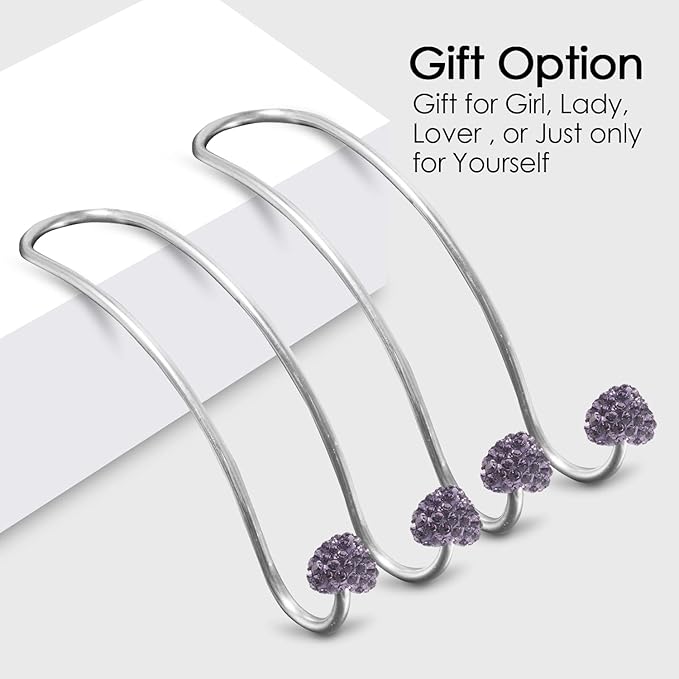 Guoord Car Headrest Hooks Decoration, 2 Pcs Bling Heart-Shaped Purse Hook Hangers, Auto Hooks Car Hangers and Durable Backseat Holder, Storage Universal for SUV Truck Vehicle（Purple）