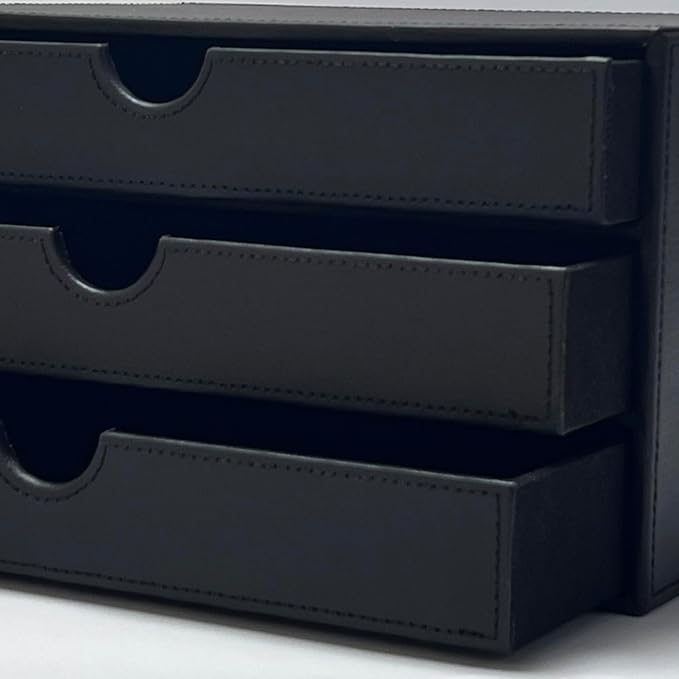 UnionBasic Document Organizer, 3-Drawer File Cabinet Document Storage Box, Office Desktop Filing Organizer, Black