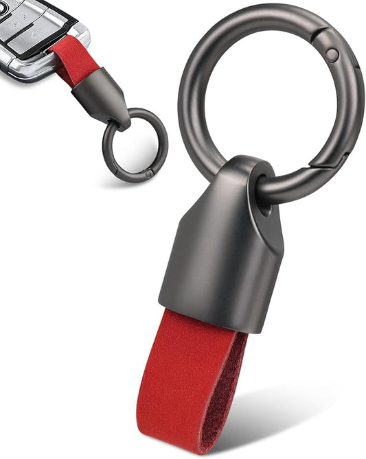 Car Key Chain Clip Leather Keychain Key Fob, Key Chain Rings for Car Keys Key Holder with Zinc Alloy Buckle for Men