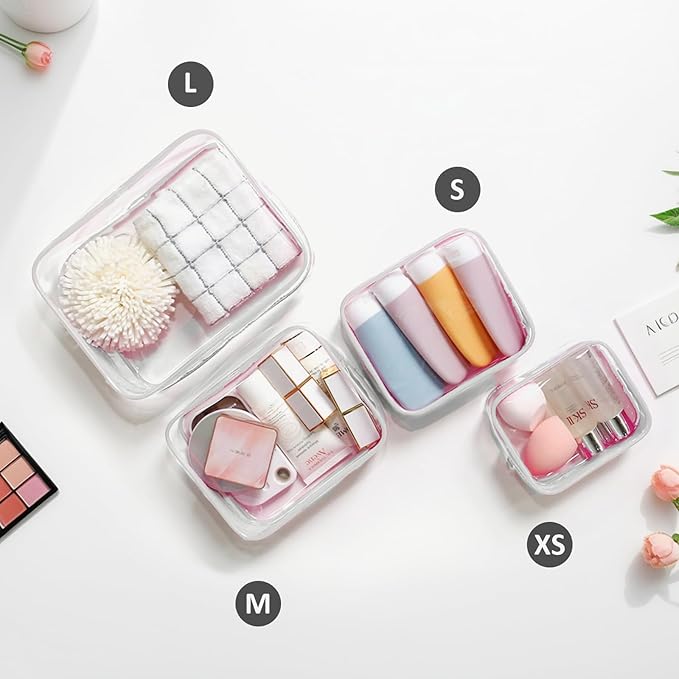 4 Pack Clear Bogg Beach Makup Bag Accessories with 3 Pack Insert Hooks for Bogg Bags, Clear Bogg Makeup Pouches Phone Holder for Bogg Bags Divider Storage Inner Compatible Pouch Travel Cosmetic Bag