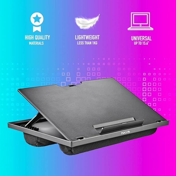 NGS LAPNEST - Multifunctional and Ergonomic Laptop Stand for Laptops up to 15.6 Inches with Padded Base, Adjustable with 8 Levels of Height