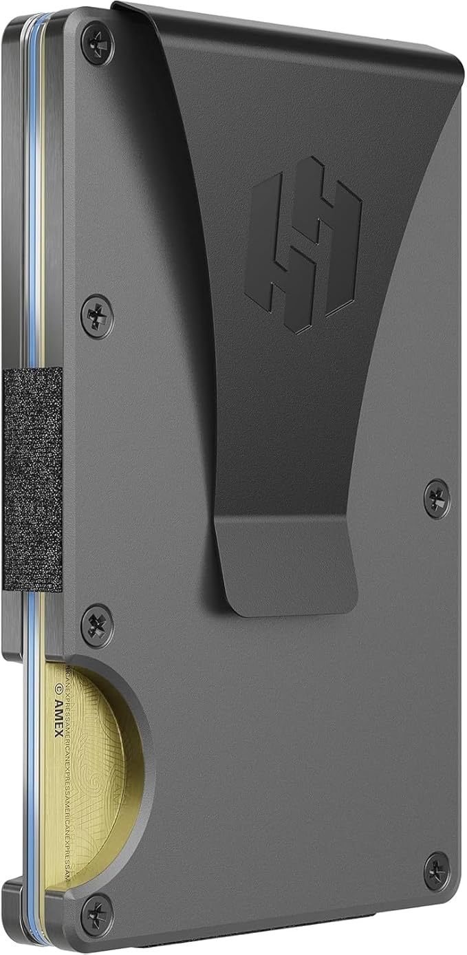 Hayvenhurst Wallet for Men - Slim RFID Blocking Metal Wallet with Money Clip, Minimalist Front Pocket Credit Card Holder, Small Mens Wallet