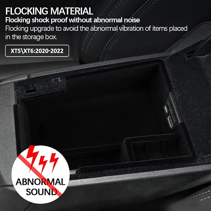 Center Console Organizer Armrest Storage Tray Compatible with Cadillac XT5 Accessories 2023 2022 2021 2020 Flocking Interior Armrest Insert Tray