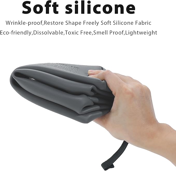6"x 9.84" 4.5L Large Silicone Toiletry Bag,Waterproof Leakproof Foldable Travel Organizer,Dopp Kit Alternative for Men & Women,Grey