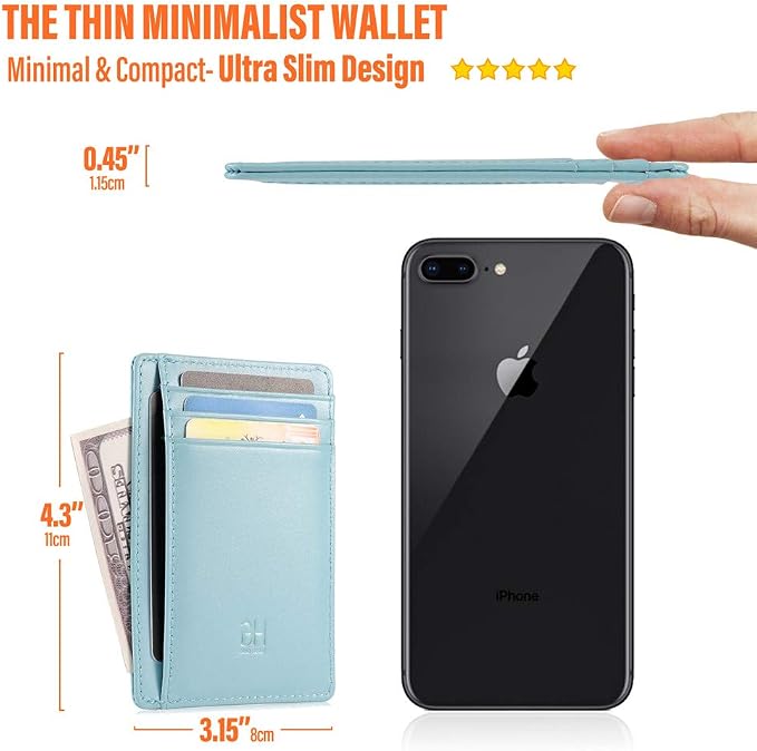 GH GOLD HORSE Slim RFID Blocking Card Holder Minimalist Leather Front Pocket Wallet for Women | Slim