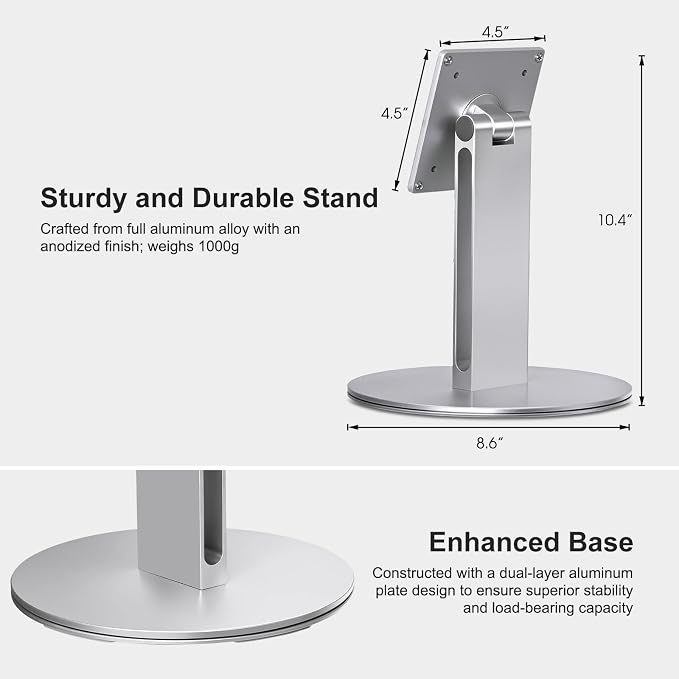 UPERGO Stand for Echo Show 21 and 15, 180° Tiltable Heavy Duty All Aluminum Base, Compatible with Smart Displays & VESA Mount Speakers, Easy Assembly