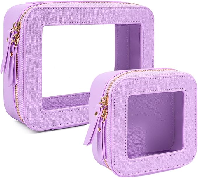 Travel Clear Makeup Bag Set, TSA Approved Cosmetic Bag Case with Zipper Portable Makeup Pouch Toiletry Bag Traveling Cosmetic Organizer Storage Bag Car Organizer Car Essentials
