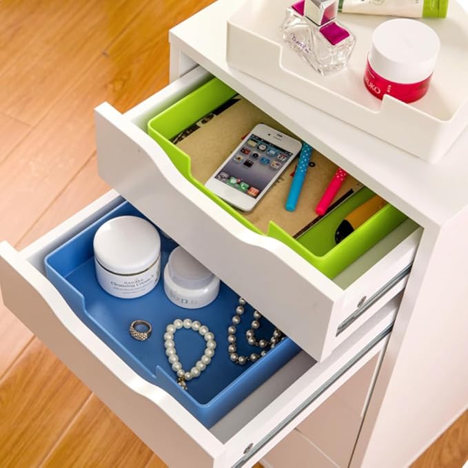 Stackable Letter Tray, 2 Pack Off-White, Desk Organizer | Plastic stackable letter tray, fits A4/letter. Anti-skid stacking support. Desktop file organizer for office, school, home.