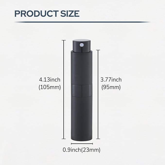 Fusupak Perfume Atomizer Travel Bottle Refillable: Cologne Sprayer Portable for Men - Mini Spray Empty for Refill - 8ml Small Size Black