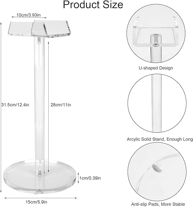 Acrylic Desktop Headphone Holder, Countertop Accessories Stand,Universal for All Music Gaming Headsets 1 Pack(DP015)
