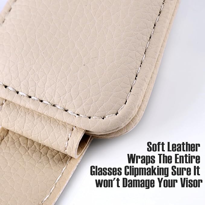 Car Visor Sunglasses Holders,2 Pcs (Beige)