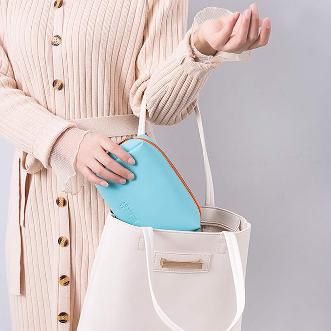 FITINI 3 Pieces Makeup Bag for Women Travel Toiletry Bag Portable Cosmetic Pouch Organizer with Girls Small Brush Holders Zipper Waterproof Storage Case,Light Blue