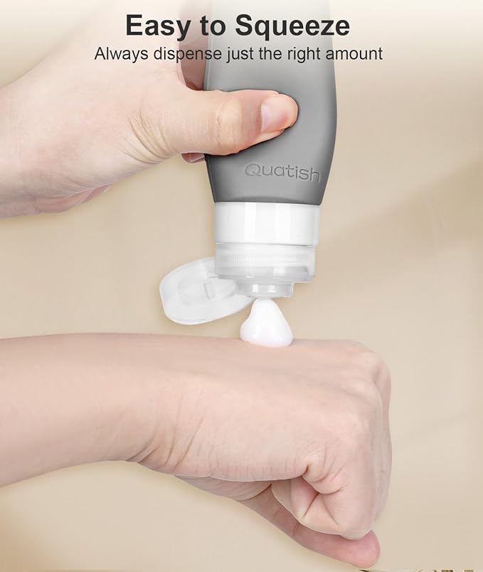 Quatish Travel Bottle for Toiletries 6 Pack, Original Patented Leakproof 3oz Tsa Approved Travel Size Container, BPA Free Silicone Shampoo and Conditioner Bottle, Cruise Camping Essentials, Dustypink