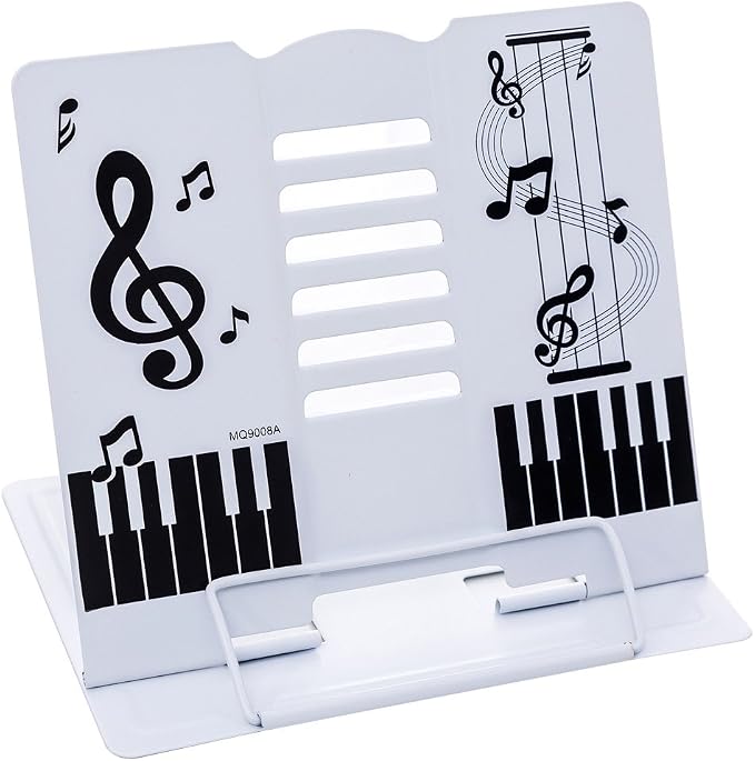 Book Stand 68 Angle Adjustable and Portable Reading Stand Tablet/Cookbook/Textbook/Sheet Music/Tablature/Painting/Book Stand Document Holder - White