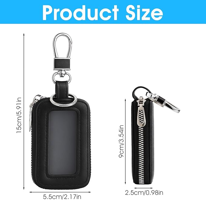 Premium Car Key Fob Case Leather Car Smart Key Fob Holder Keys Fobs Protector Universal CarKeys Holder (Black)
