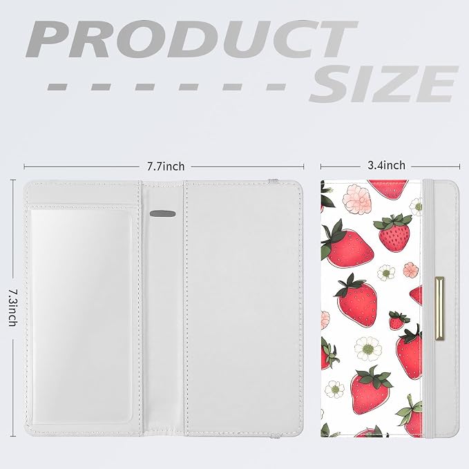 Printed Checkbook Cover, RFID Blocking Checkbook, Stylish, Lightweight, Slim Durable, Multi-Functional Checkbook Holder for Personal and Business Checks (Strawberry)