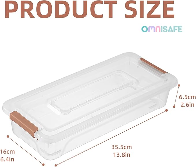 Plastic Storage Bin with Lid, Stackable Design, Clip Box for Crafts, Supplies and Office Items Container (8 Pack 4 Quart Brown)