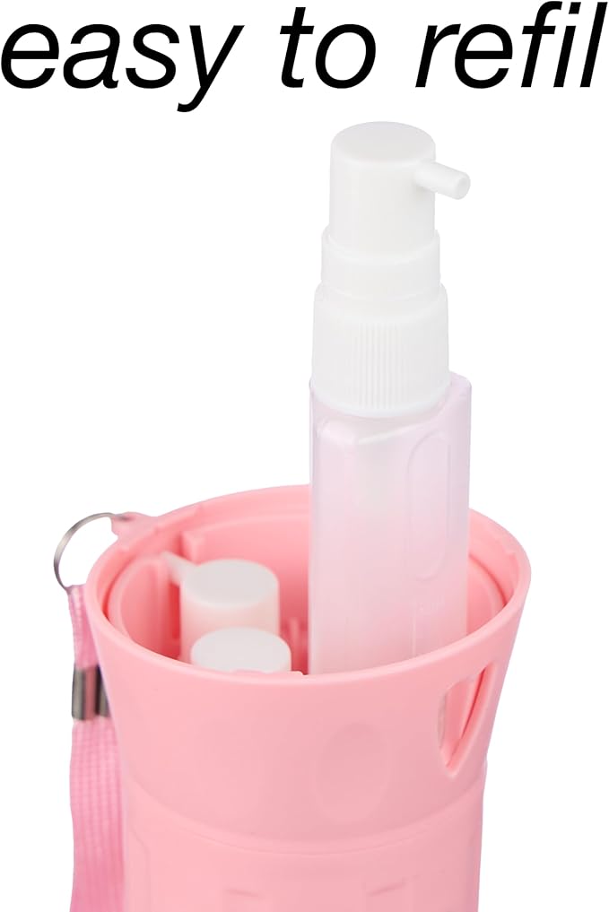 Travel Beauty Dispenser- Portable 4-in-1 Travel Bottle Set with Dispenser, Leak-Proof Refillable Toiletry Containers for Shampoo, Conditioner, Lotion