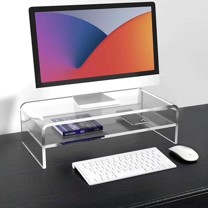 Generic Acrylic Monitor Stand, 2 Tier Computer Monitor Riserï¼?6 inch Acrylic Computer Monitor Stand Riser for iMac, PC, Desktop, Laptop, TV Screen, clear