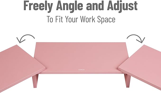 Mind Reader Dual Monitor Stand, Desktop Organizer, Laptop Riser, Office, MDF, 51.25"L x 9.25"W x 4.75"H, Pink