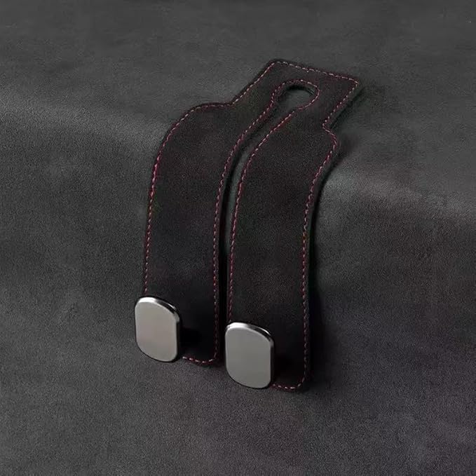 2 Pack Car Seat Back Hooks for Jeep Wrangler JL 2018-2024 Unlimited 4-Door Sahara Willys Rubicon Suede Metal Interior Hanger Organizer Heavy Duty Durable Headrest Storage Accessories,Black
