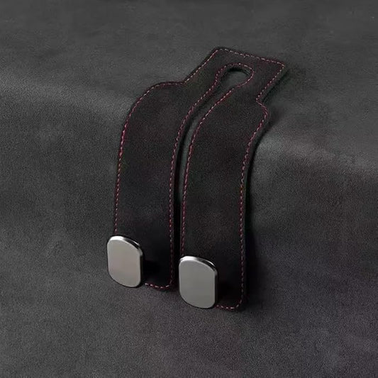 2 Pack Car Seat Back Hooks for Jeep Wrangler JL 2018-2024 Unlimited 4-Door Sahara Willys Rubicon Suede Metal Interior Hanger Organizer Heavy Duty Durable Headrest Storage Accessories,Black