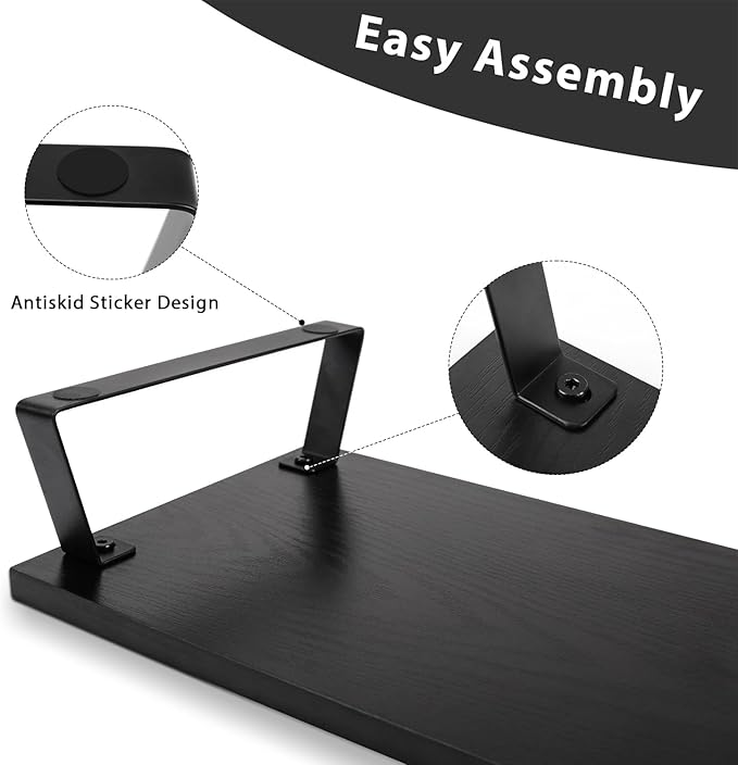 Wood Dual Monitor Stand Riser - Monitor Stand for 2 Monitors, Large Computer Stand For Desk with Metal Legs, Desk Organizers and Storage With Drawer, Desk Shelf for Computer/Laptop/Printer/TV, Black