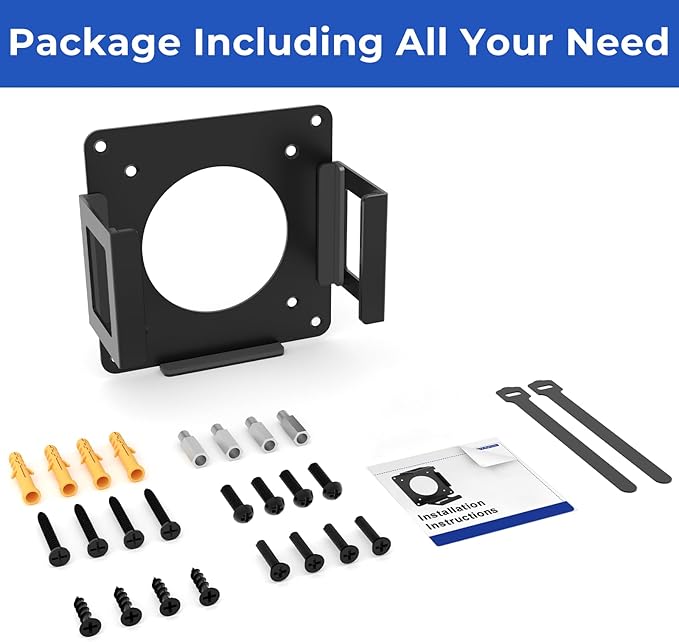 Metal Mount for GMKtec Mini PC VESA Wall and Under Desk Mount for GMKtec G6/ M6/ M5/ K9/ K8/ K7/ K6/ K5 Mini Desktop Computer Mounting Bracket with Cable Ties Micro PC Holder for GMKtec