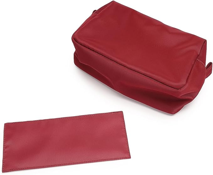 Organizer Bag Lightweight Cosmetic Bag with Ring Clasp Perfect Travel Makeup Bag for Women nylon Stand Up Design (Burgundy Red/Nylon)