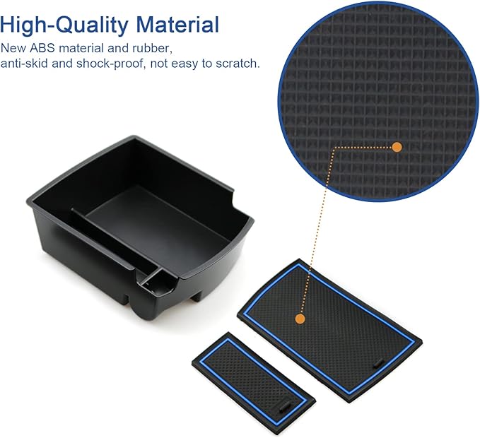 2018-2021 2022 2023 Kona Center Console Organizer for Hyundai Kona Armrest Box, 2022 Kona Console Armrest Tray 2022 2023 Kona Armrest Box Insert Tray Accessories (Blue Mats)