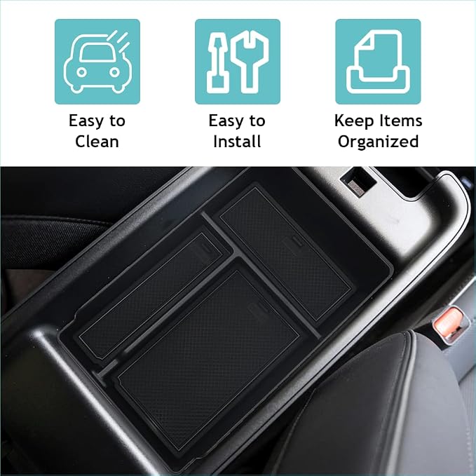 BestEvMod for Ioniq5 Armrest Storage Box Center Console Organizer Tray Interior Accessories with Rubber Black Trim Compatible with Hyundai Ioniq 5 2022-2026 Accessories(V2)