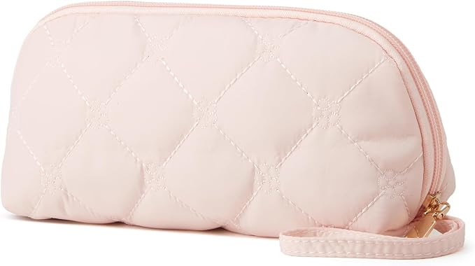 YTL Travel Makeup Bag, Puffer Cosmetic Bag for Women, Waterproof Puffy Padded Make Up Bags, Flat Open Portable Organizer Case Toiletry Bag Pouch Purse for Skincare, Brushes & Travel Essentials