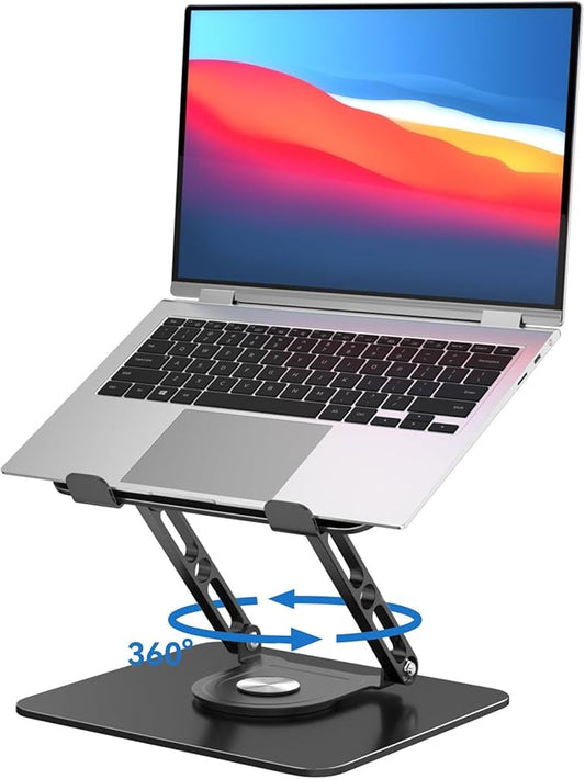 Laptop Stand for Desk Adjustable Computer Stand with 360 Rotating Base Ergonomic Laptop Riser Mount for Desk Foldable Protable Computer Desk Fits with MacBook Pro Air,