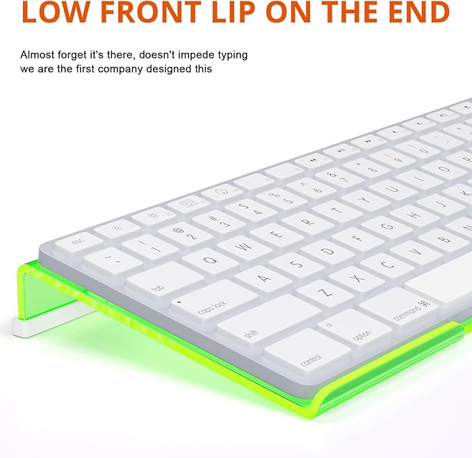 Richboom Epoptic Green Acrylic Tilted Computer Keyboard Holder for Easy Ergonomic Typing, Keyboard Stand for Office, Home, School, Fluorescent Green