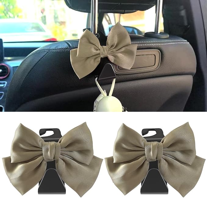 2 Pack Car Seat Headrest Hook, Auto Seat Hook Hangers Storage Organizer Interior Accessories for Handbag Clothes Coats Grocery Bags (Grass green)